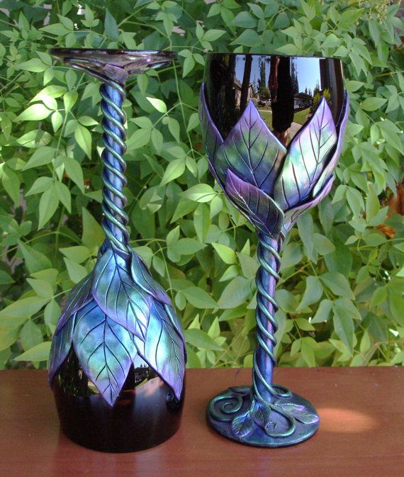 Polymer clay wine glasses