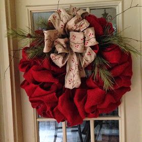 Red burlap and pine!