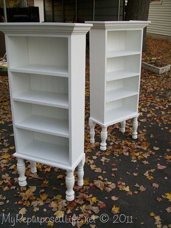 Repurposed Kitchen cabinets into shelves