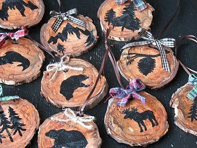 Rustic “lodge-y” Christmas ornaments – perfect for our cabin (if I ever put up a tree out there, LOL!)
