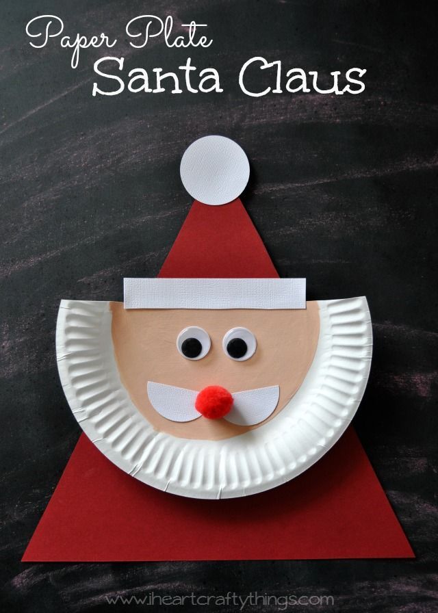 Santa Craft for Kids | Use a paper plate and various shapes to create this darling Santa Craft. Great for preschoolers to