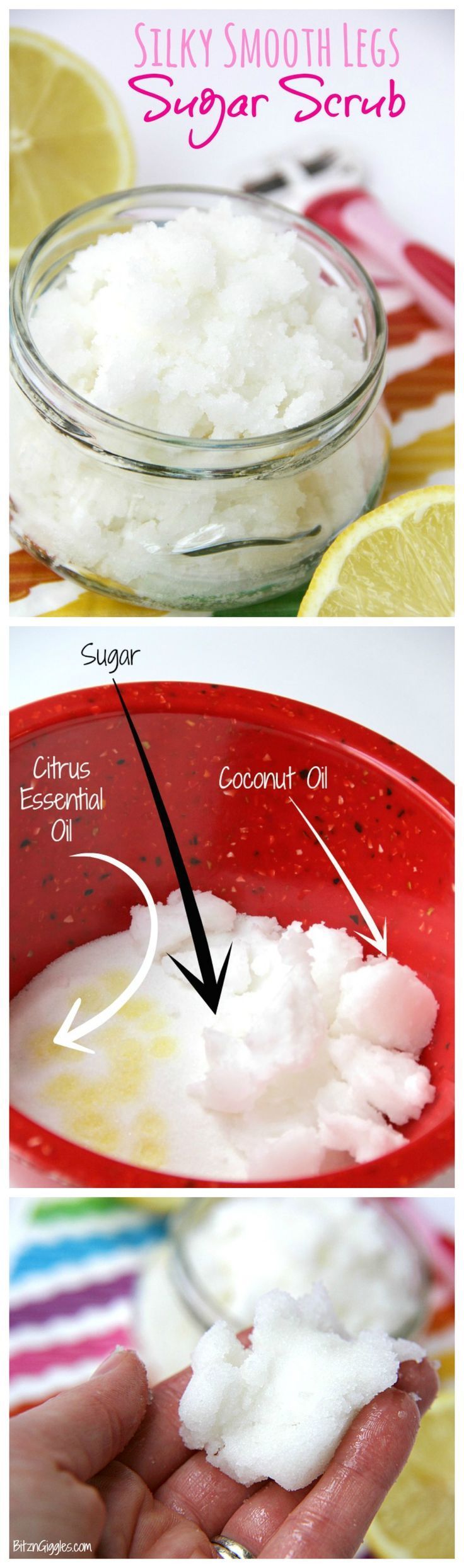 Silky Smooth Legs Sugar Scrub – Apply a small amount of this scrub before shaving for silky, smooth legs year round!