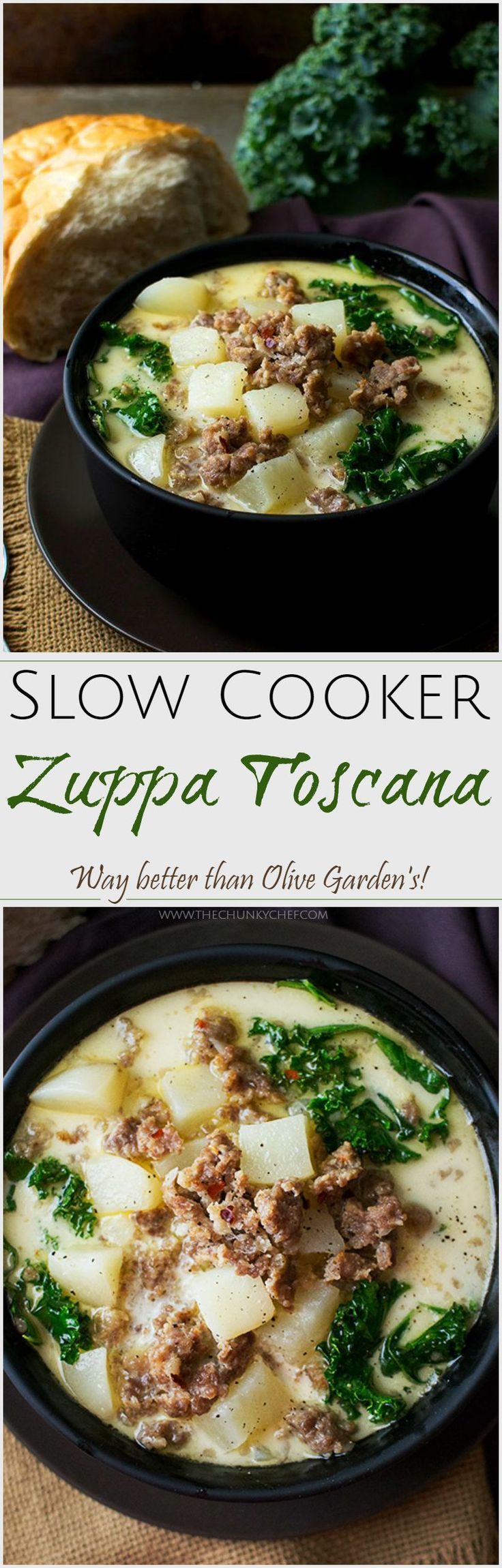 Slow Cooker Zuppa Toscana | The Chunky Chef | The classic zuppa toscana soup, in slow cooker form! It tastes WAY better than Olive