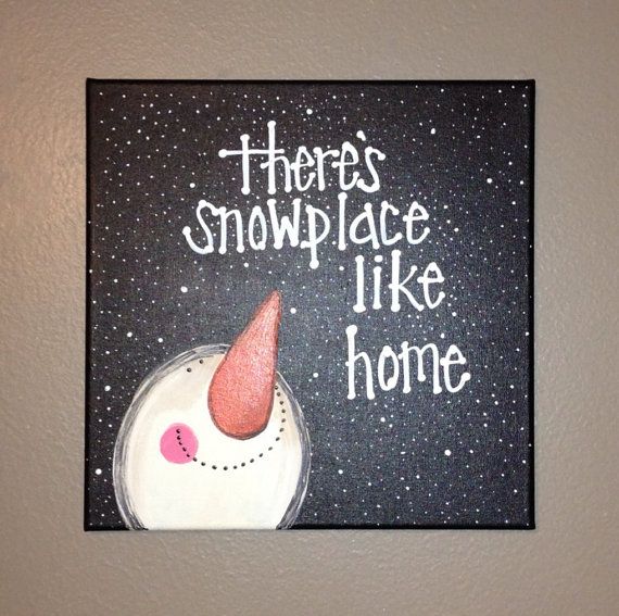 Snowman canvas by craftsbydaniellelee on Etsy