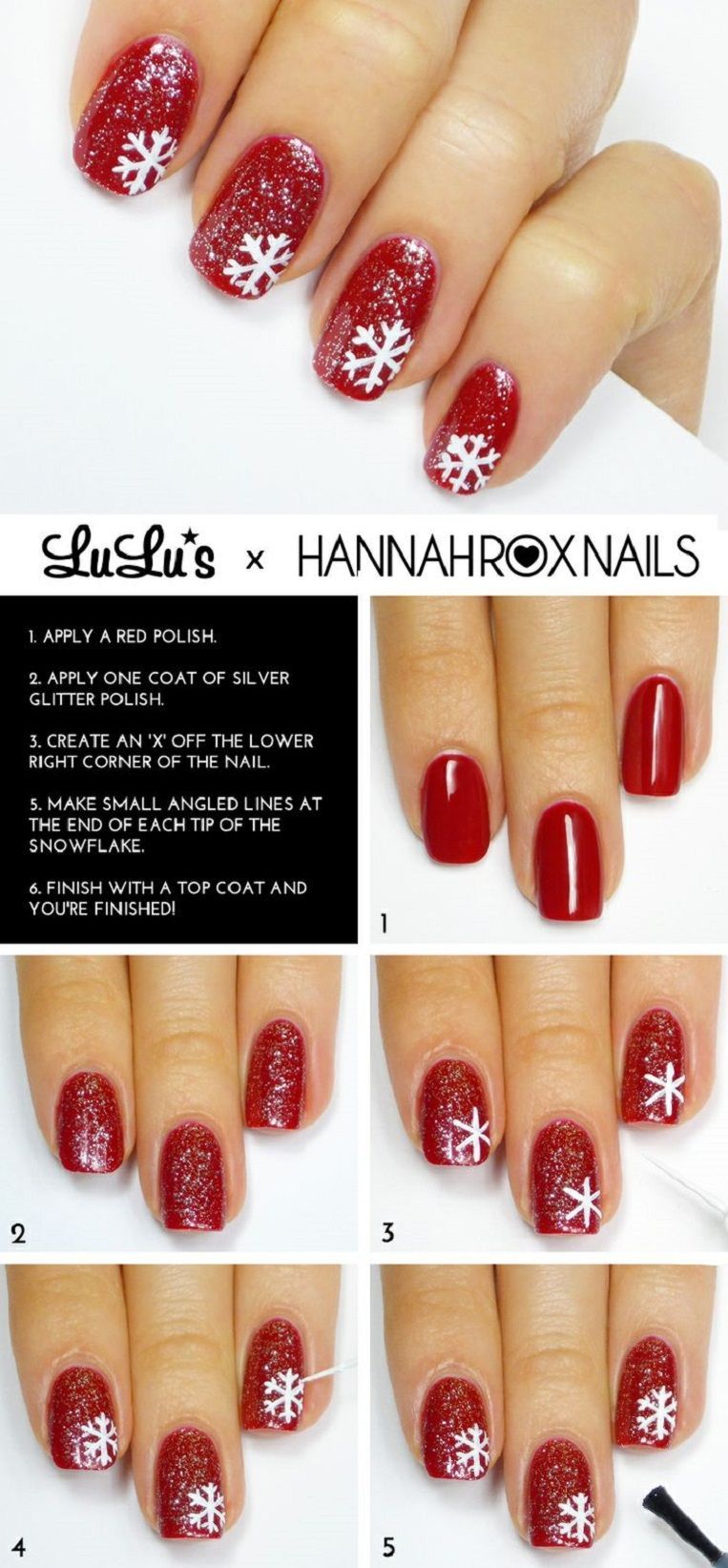 super cute snow flake nails!! love the red and white cant wait to start trying out Christmas decorations on my nails and toe