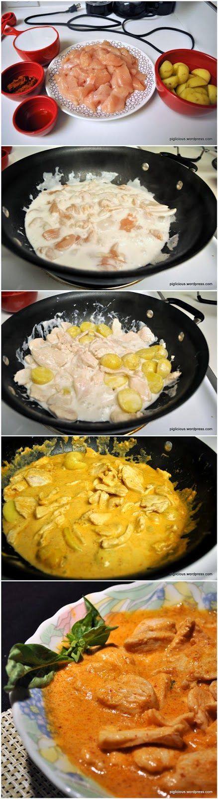 Thai Curry Chicken – 1 lb chicken breast fillets 2 teaspoons vegetable oil 1 cup coconut milk 2 1/2 tablespoons panang curry paste