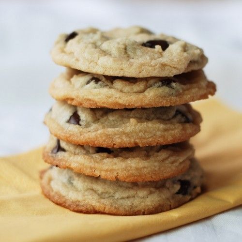 These crispy, chewy chocolate chip cookies are SO good! There are no eggs or milk so you can eat as much raw cookie dough as you