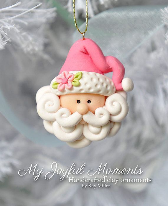 This is s one of a kind, handcrafted Santa ornament made of durable polymer clay, with much attention given to detail and careful