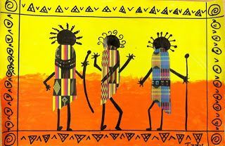 we heart art: African Dancers. Lots of pretty cool art projects for kindergarten – adapt to Preschool!