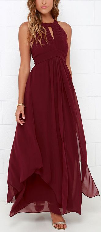 Wine red maxi dress