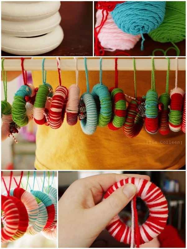 Yarn Wreath Ornaments | 36 Adorable DIY Ornaments You Can Make With The Kids