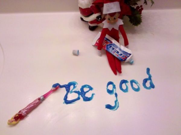 The “Be Good!” Elf Pose -   25 Funny & Easy Elf on the Shelf Ideas!