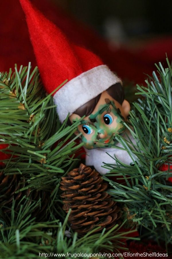 Hide Him in the Tree -   25 Funny & Easy Elf on the Shelf Ideas!