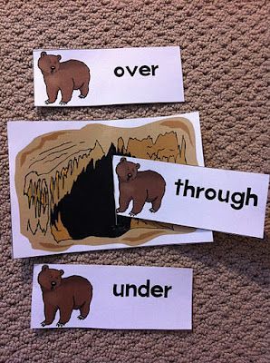 Bear activities; positional word practice; can use for Hibernation Unit