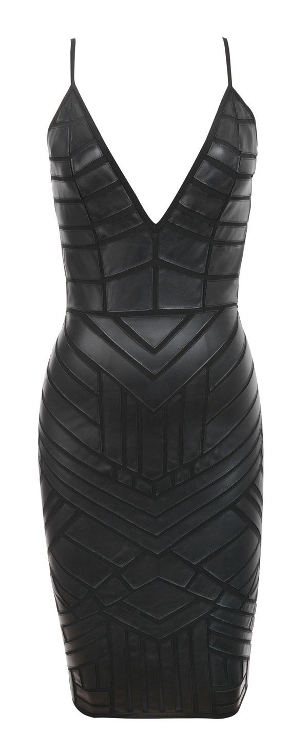 ‘Bibi’ Black Leatherette and Mesh Applique Dress. for some reason i really like this