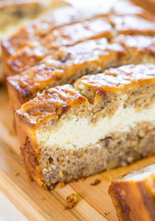 Cream Cheese-Filled Banana Bread – Banana bread that’s like having cheesecake baked in! Soft, fluffy, easy and tastes