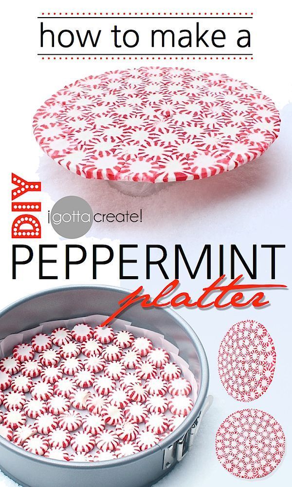 DIY Peppermint Plate—you could do this with any sort of hard candy. Jolly Ranchers would make a platter that looks like colored