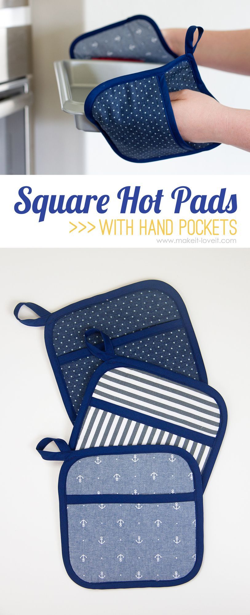 DIY Square Hot Pads…with Hand Pockets | via Make It and Love It