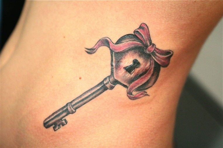 owl lock and key tattoo -   Bow Key Tattoo Design Ideas