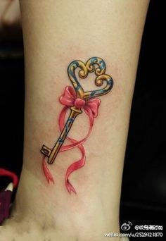 key and pink bow tattoo -   Bow Key Tattoo Design Ideas