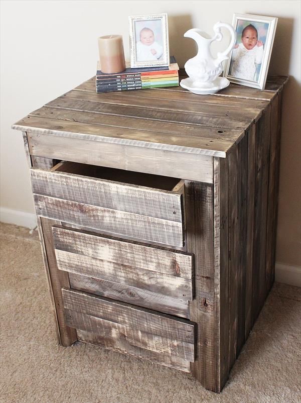 farmhouse nightstands diy | upcycled pallet rustic nightstand and side table