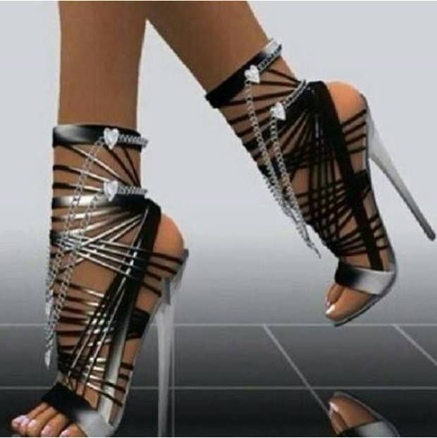 Fashion high heel metalic color #shoes