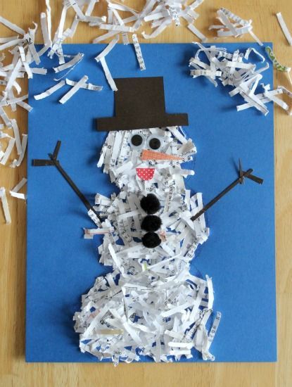 Great shredded paper diy snowman craft | make and takes