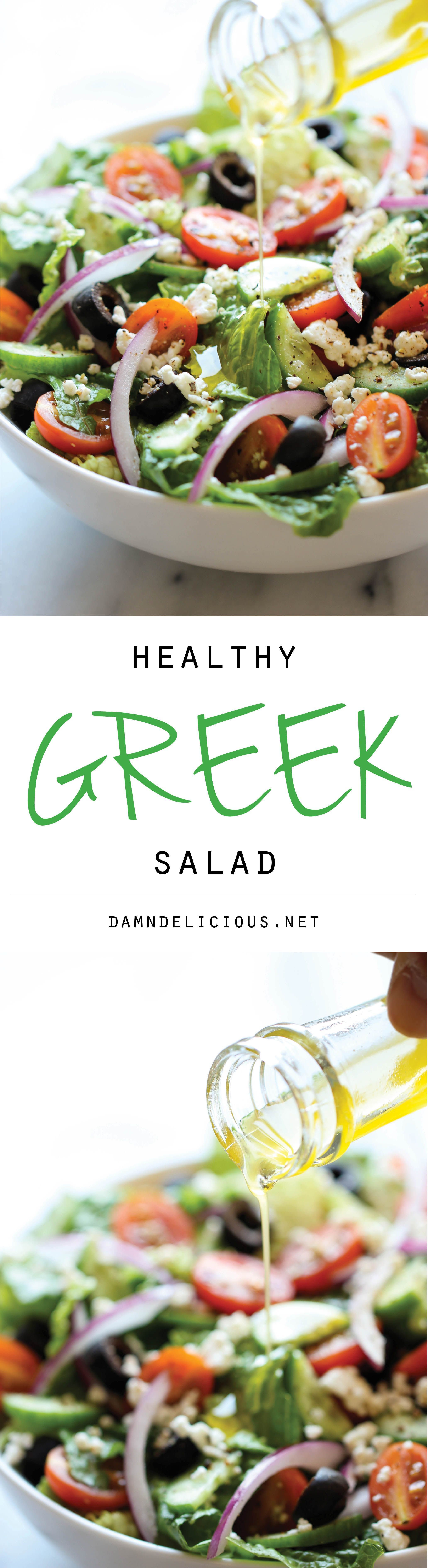 Greek Salad – This healthy Greek salad is absolutely amazing when tossed in a light and refreshing lemon vinaigrette!