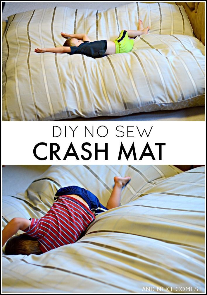 How to make a DIY no sew crash mat for kids – great for kids with autism and/or sensory processing disorder! from And Next Comes L