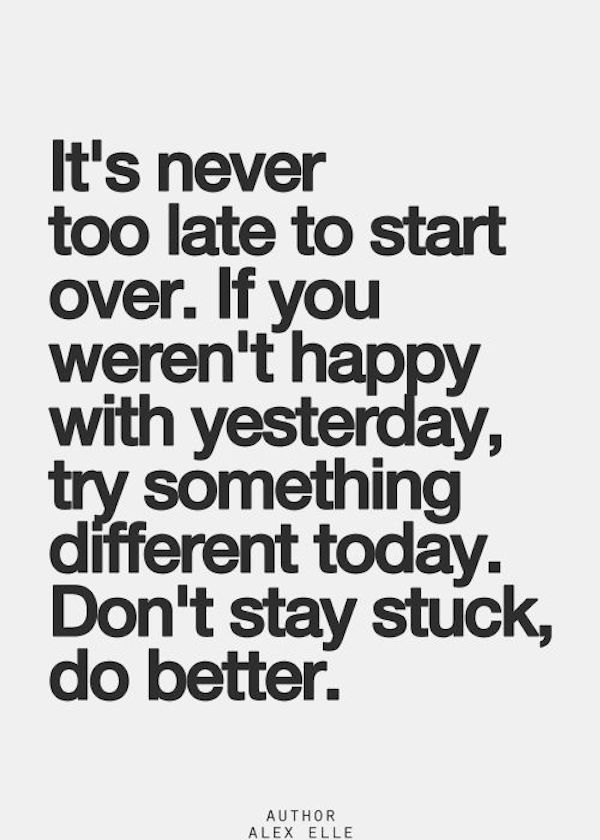 Incase you need a little extra motivation today. It’s never too late to do better. It’s a new day!