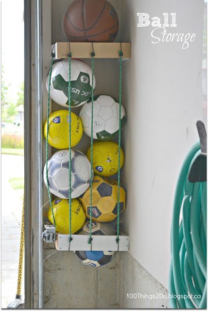 Keep all that sports equipment from roaming the garage floor by storing balls up and out of the way.
