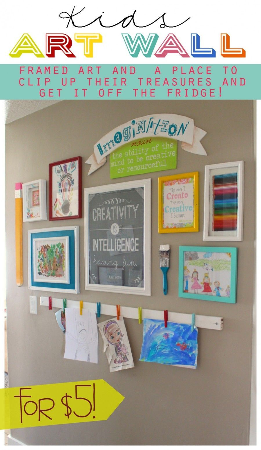 Kids Art Gallery Wall | Here’s the perfect way to get your kids’ artwork off the fridge and decorate your walls!