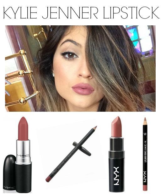 Kylie Jenner Lipstick – two combinations for her matte mauve pout! NYX Round Lipstick in Thalia and NYX 831 Mauve lip pencil