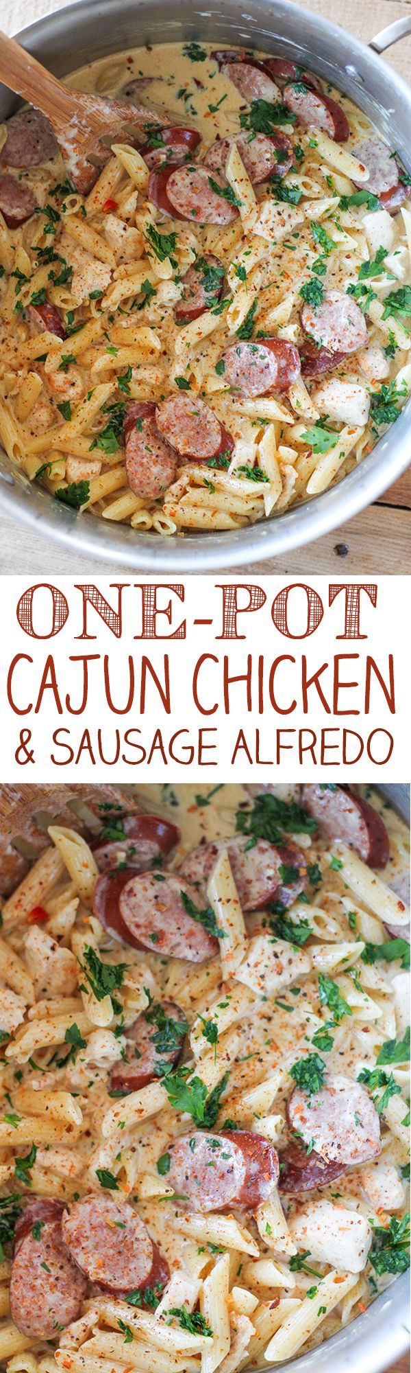 One Pot Cajun Chicken Pasta Alfredo with Sausage – spaghetti squash instead of pasta???
