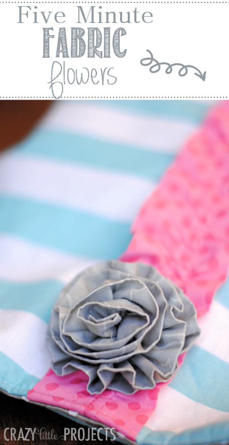Quick and easy five minute fabric flowers tutorial. Make these quick and easy to embellish any project.