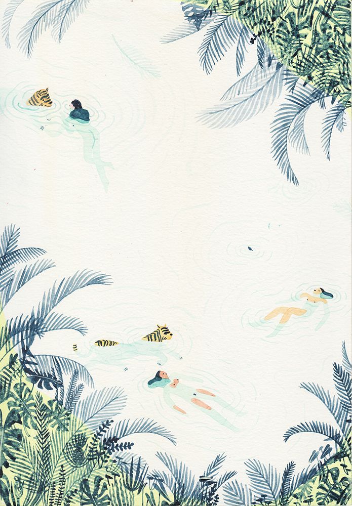 [ river / lake / spring ] paintings from the group show Just Swim ! by Monica Tramos