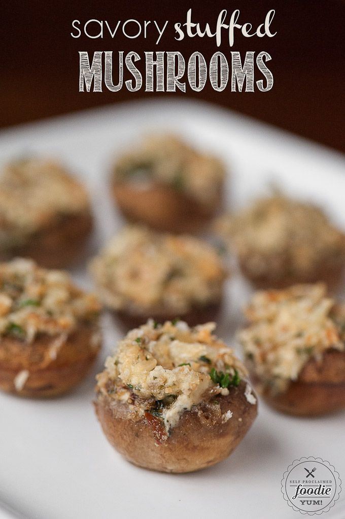 Savory Stuffed Mushrooms, filled with a warm flavorful garlic and cheese mixture, are bite sized appetizers that will please