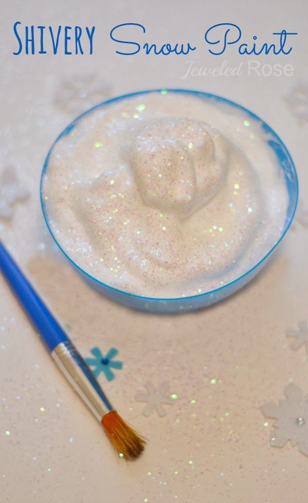 Shivery snow paint- kids can create puffy snowmen and other works of art