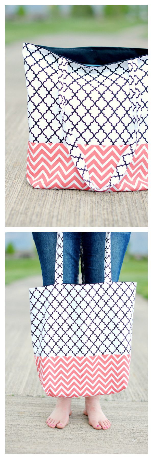 Simple Tote Bag Pattern! Love this cute tote! Sewing pattern and tutorial.