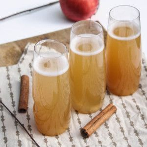 Spiced Apple Cider Champagne Cocktails – Perfect for Thanksgiving morning. :)