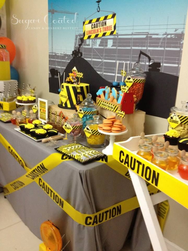 The Construction Site Theme Party via baby shower ideas and shops. So many fun ideas for a perfect for Construction Baby Shower