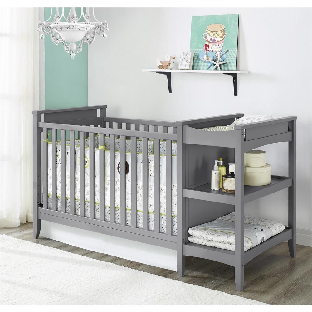 The simple, clean lines of this unique crib are beautifully offset by the light wood finish.