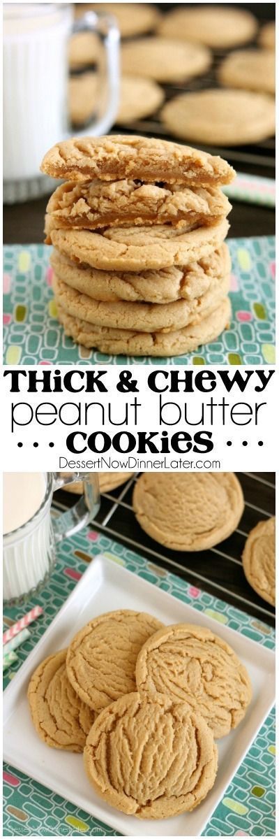 These Thick and Chewy Peanut Butter Cookies are slightly crisp on the outside, tender and soft on the inside, plus you just scoop