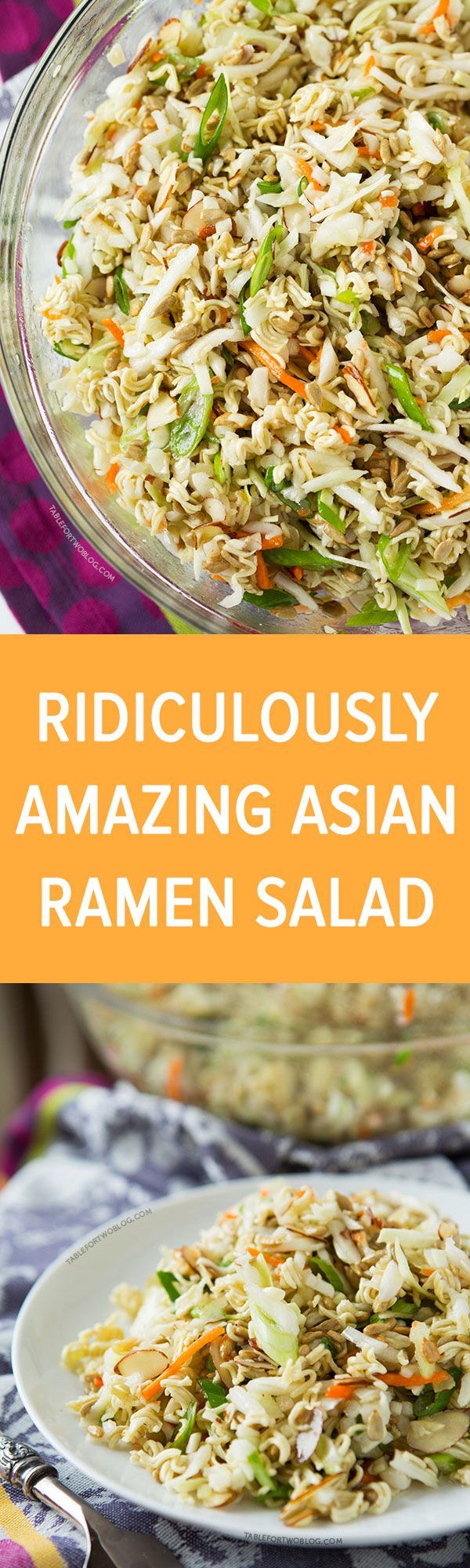 This ridiculously amazing Asian ramen salad will have you and your guests going back for thirds and fourths. Everyone will be