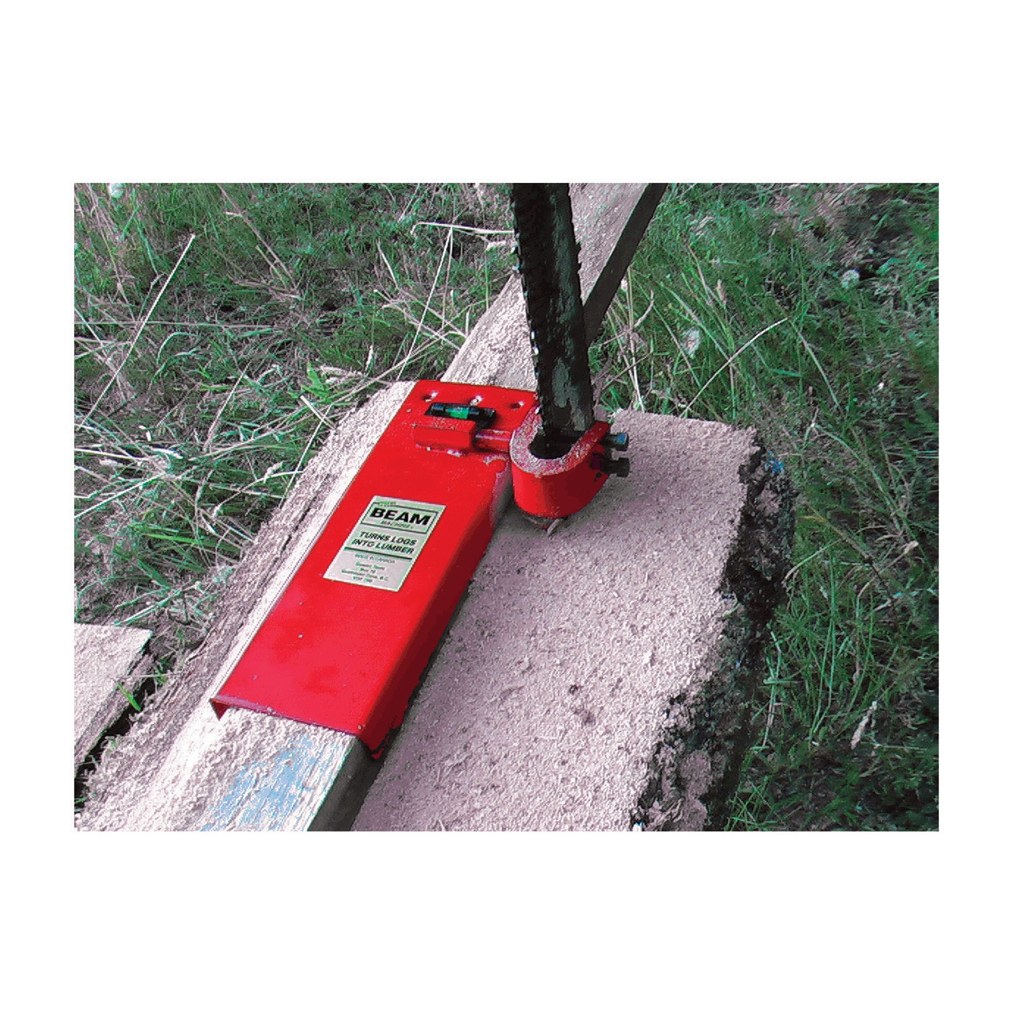 Turn logs into lumber with the Beam Machine, which attaches securely to any chain saw and converts it into a portable sawmill.