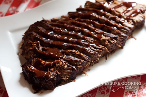 What’s great about this recipe is the smokey flavor the brisket gets from the liquid marinade. The brisket marinates overnight,