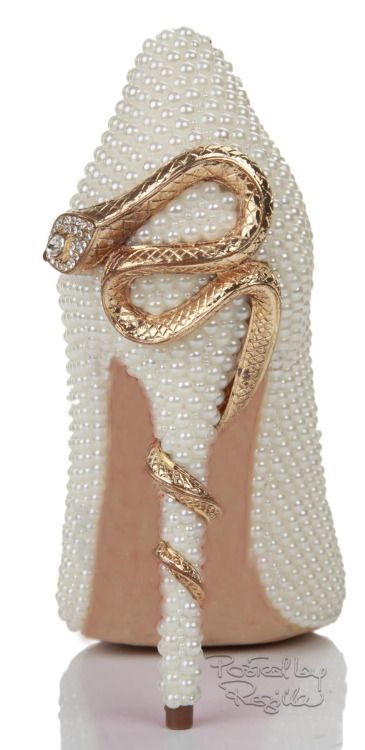 White Pearl Snake Embellished Point Toe Pump ~ 2014