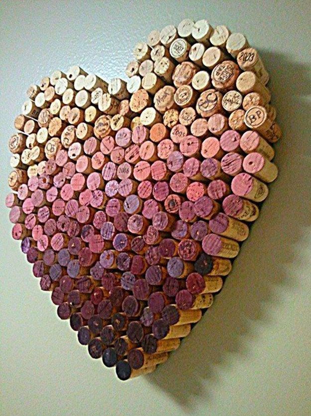Wine Cork Craft Ideas for DIY Wall Decor – DIY Wine Cork Heart – DIY Projects & Crafts by DIY JOY