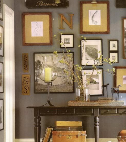 Eclectic wall from Pottery Barn.