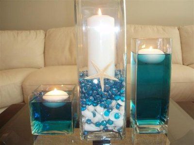 How can we decorate these for centerpieces (beach theme) :  wedding beach weddin